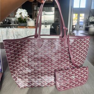 Goyard Bordeaux Coated Canvas Tote with Matching Pouch